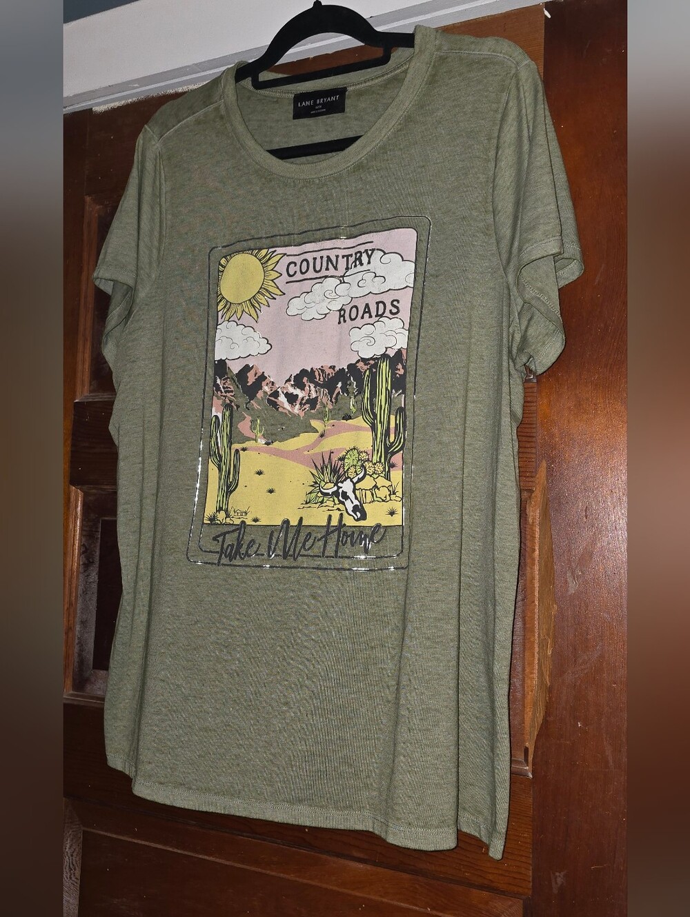 Lane Bryant Olive Graphic 'Country Roads' Short Sleeve Tee